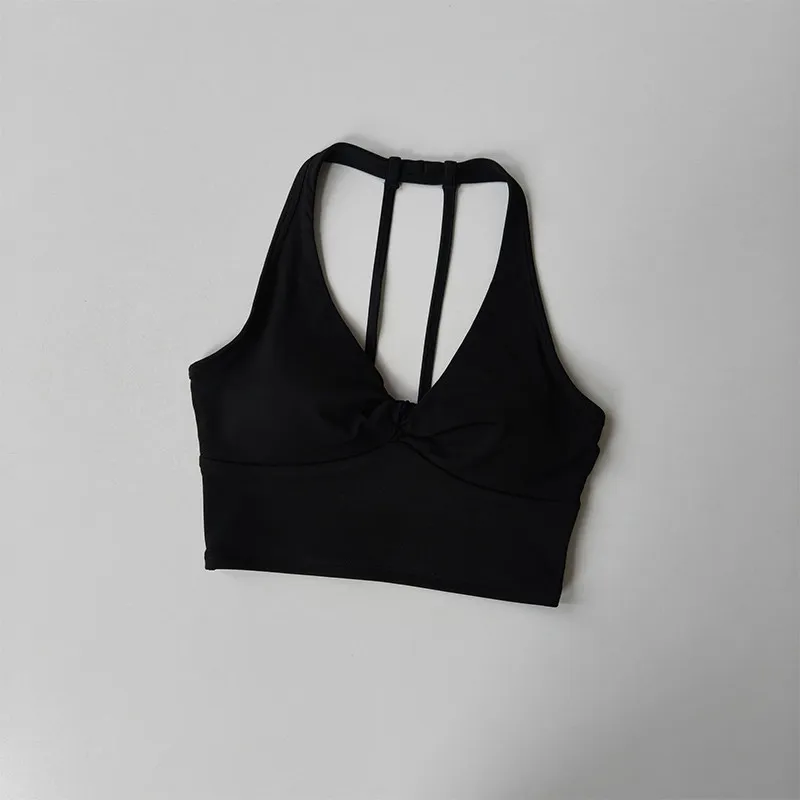 Geknoteter stoßfester Sport-BH mit festen Cups, dünnen Trägern, schönem Rücken, Yoga-Kleidung, Weste, Laufweste, Fitness-Bekleidung, BH für Damen – Detail 9