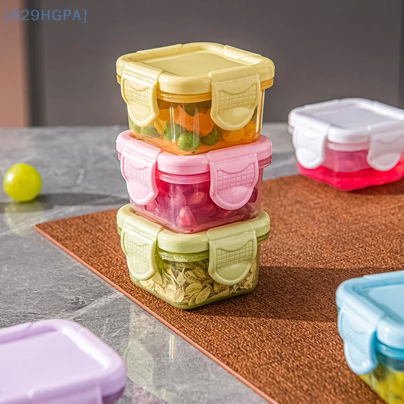 4Pcs/set Mini Food Storage Containers,60ml Condiment Sauce Containers With Leakproof Lids,Small Freezer Airtight Storage Jar