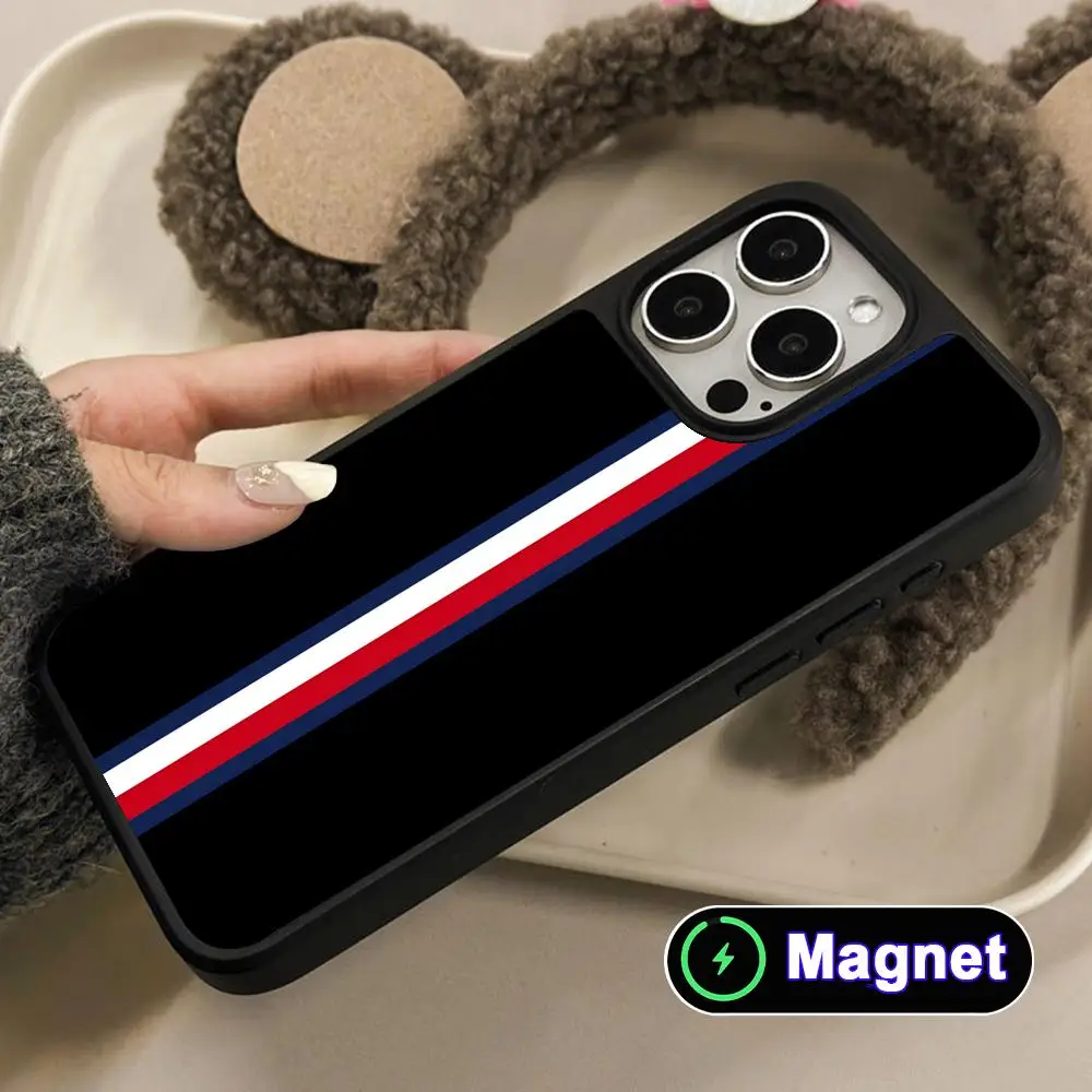 

Red Blue Stripe Phone Case for iPhone 17 16 15 14 13 12 11 Air Pro Max Plus Matte Surface Magnet Cover