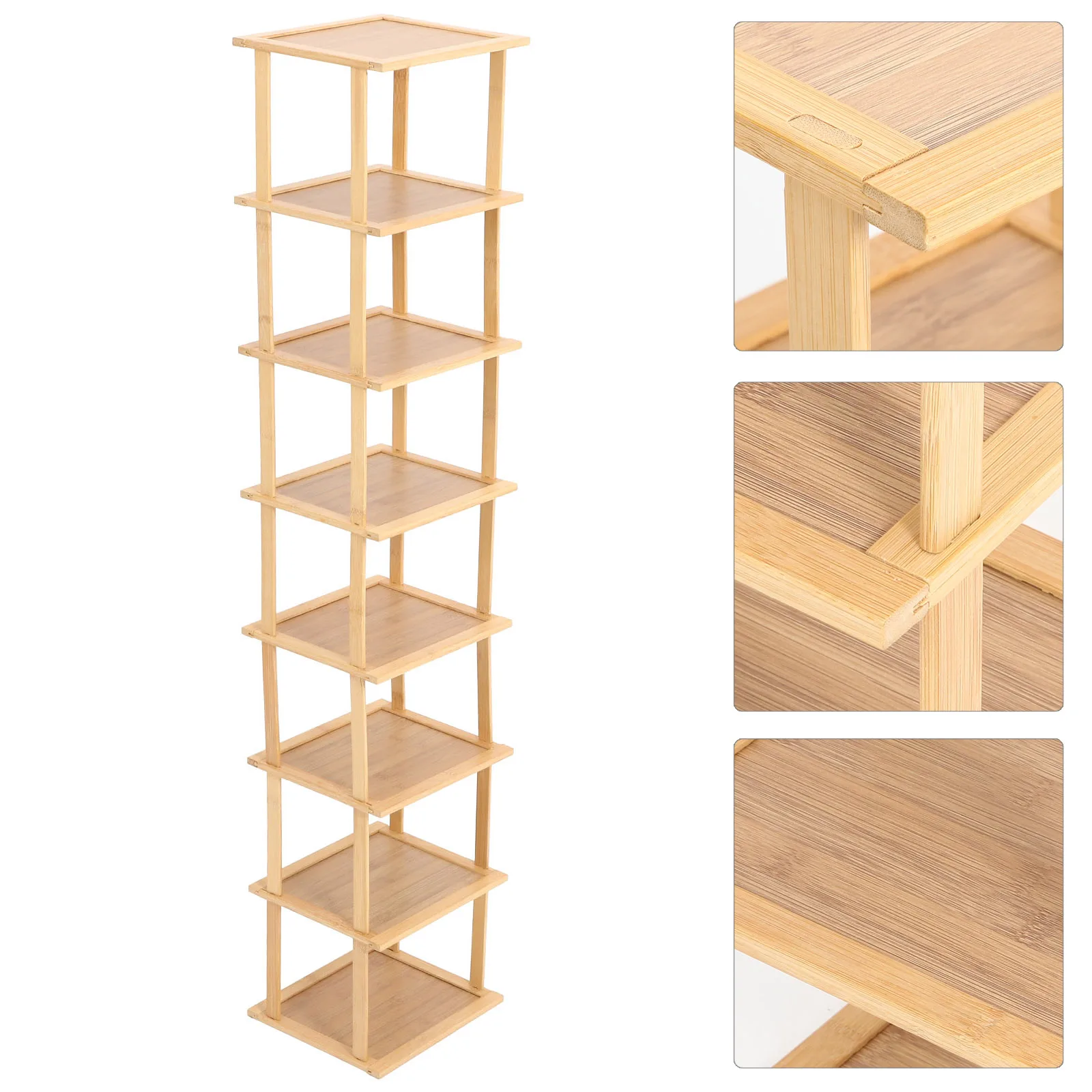 

1 set Organizer Entryway 8-Layer Multi-Function Storage Rack Compact Household Shoe Cabinet Bamboo Style Dormitory Shoe Shelf