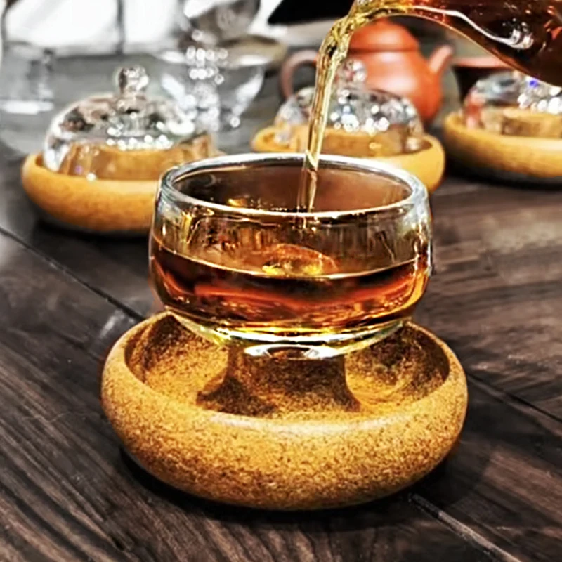 Crystal Glass Tea Cup Rotating Unstoppable Man Tea Drinking Cup Home Use Owner Cup Quartz Crystal Making Tea Set Japanese Style