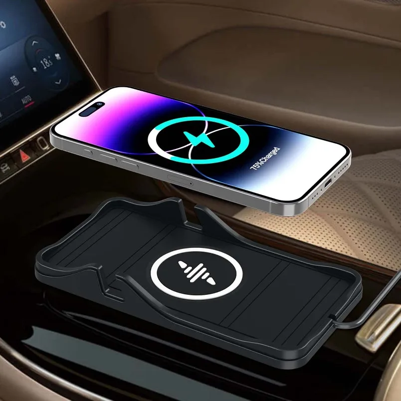 15W Quick Car Wireless Charging Stand Silicone Non-slip Pad Car Phone Holder for iPhone 16 15 14 13 12 Samsung S10 Mobile Phone