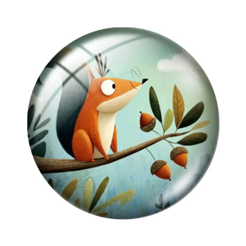 Cabochões de vidro com animais fofos em aquarela, 12/18/20/25mm, para pulseiras, pingentes, anéis, brincos e componentes para fabricação de joias