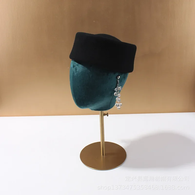 Herbst und Winter Hohe Qualität Wolle Baskenmütze Britischen Retro Pillbox Hut Frauen Französisch Elegante Fedoras Sailor Hut Kapitän Kappe Damen – Detail 5