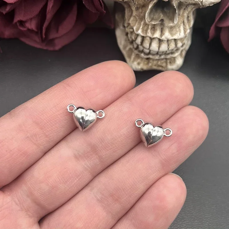 10 مجموعات (20 قطعة) فضي اللون القلب جولة المغناطيسي المفاجئة سحر أداة قلادة صالح DIY بها بنفسك اليدوية المعادن صنع المجوهرات العثور على لوازم