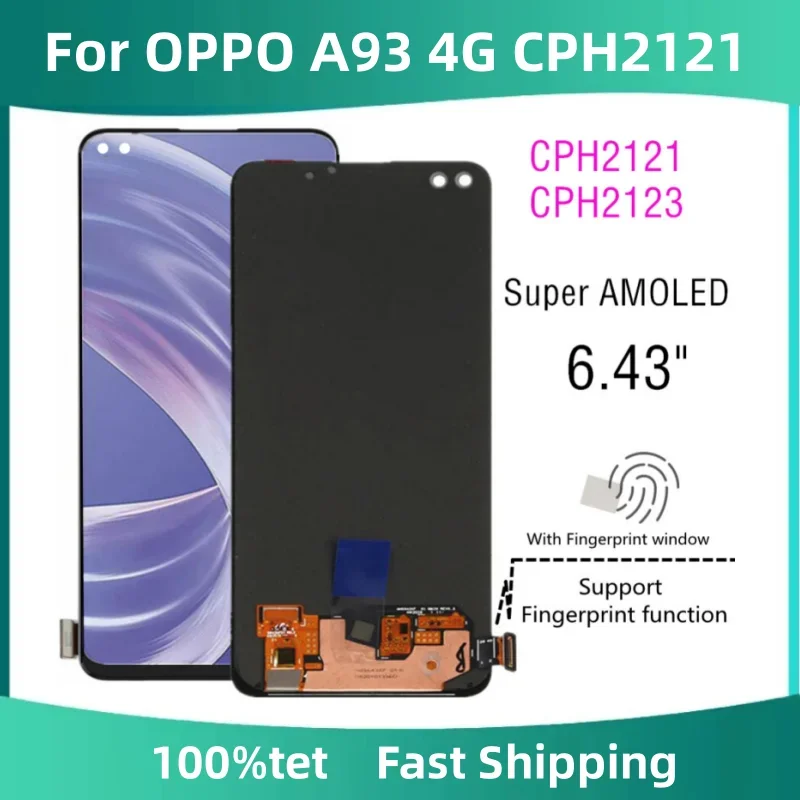 

Super AMOLED LCD Display Touch Screen Digitizer Assembly Replacement Parts for OPPO A93 4G CPH2121, 6.43"