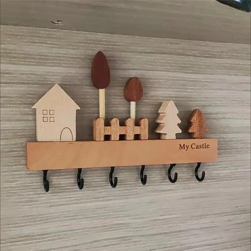 

ABWP-1Set Simple And Cute Style Solid Wood Key Hook, Three-Dimensional Design Wall Cabinet Nail Free Hook For Wall Decoration