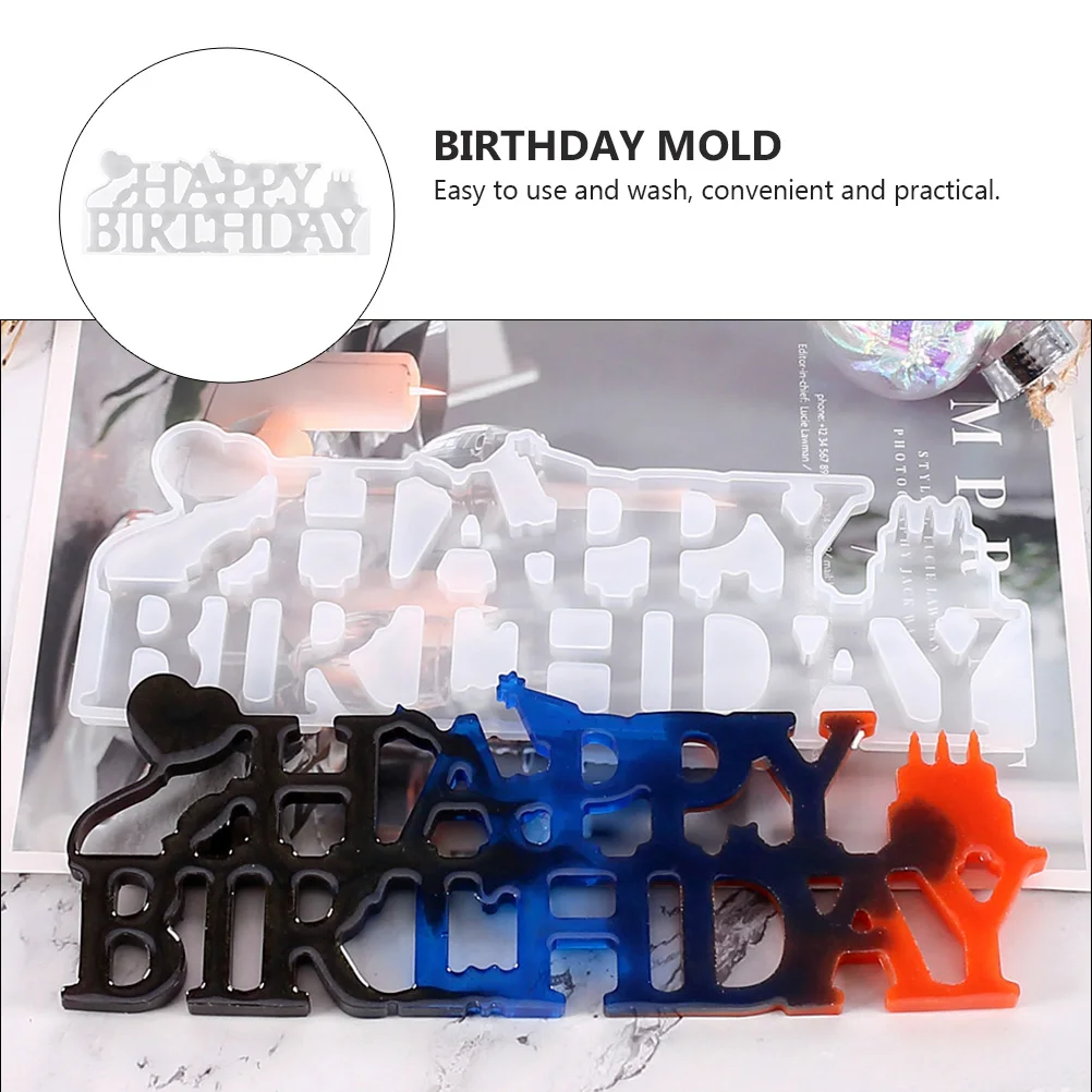 

Silicone Diy Happy Birthday Letters Ornament For Party Decoration Jewelry Accessories Durable Heat Resistant Craft Tool Birthday