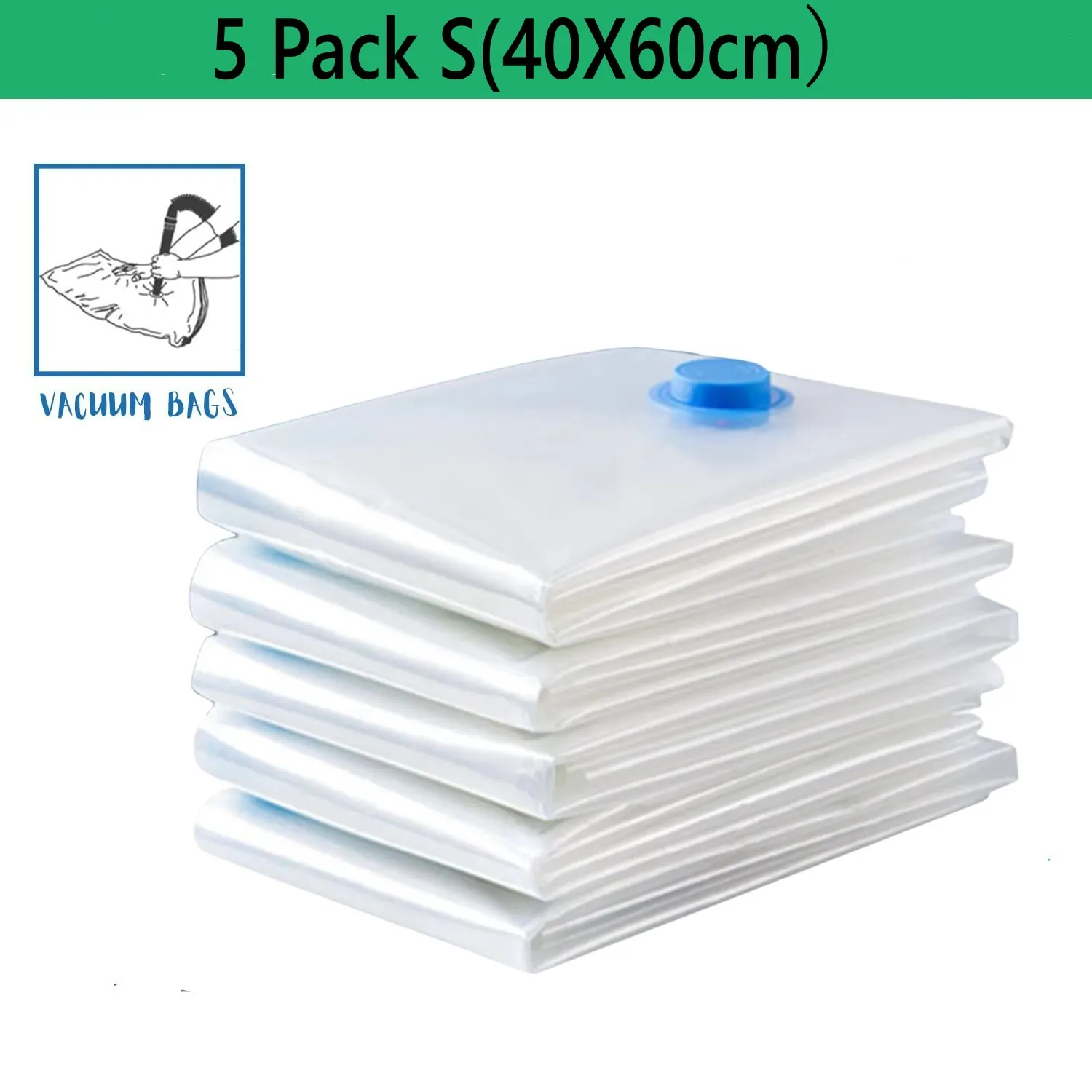 5-pack vacuümopbergzakken, ruimtebesparende zakken compressie voor dekbedden en dekens, sealer kleding reisverpakking organisator