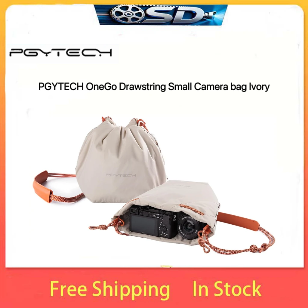 PGYTECH OneGo Small Camera Bag Ivory Drawstring Portable Compact Storage Case for Photography Equipment