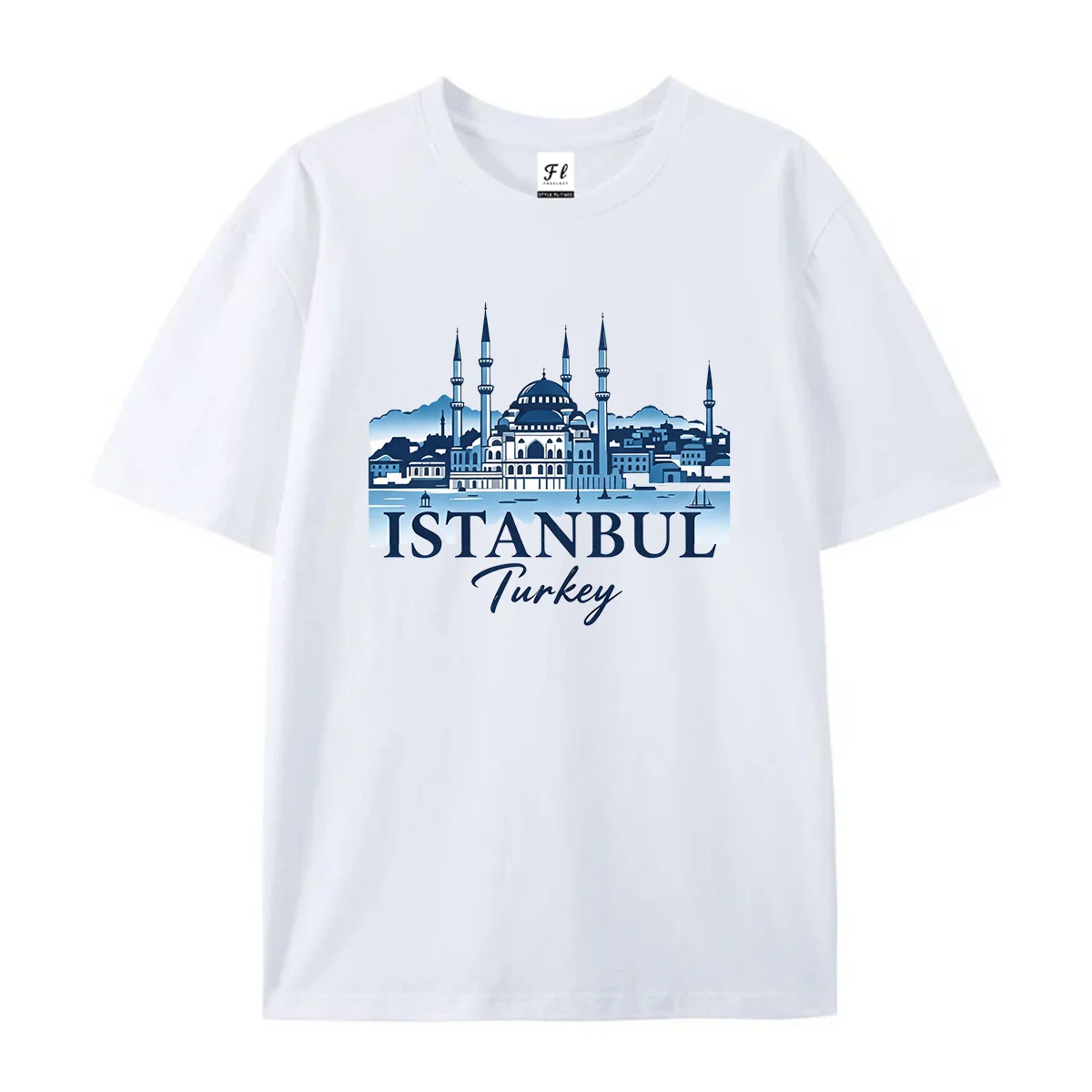 Men Women Unisex Istanbul Turkey Cityscape Graphic T Shirt Casual Short Sleeve Tee Mosque Skyline Travel Print Soft Cotton Tops