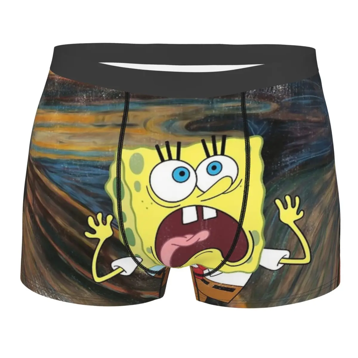 Funny SpongeBobed Scream Painting Boxers Fun Underwear Funny Cartoon Boxer Briefs Gag Gift For Men