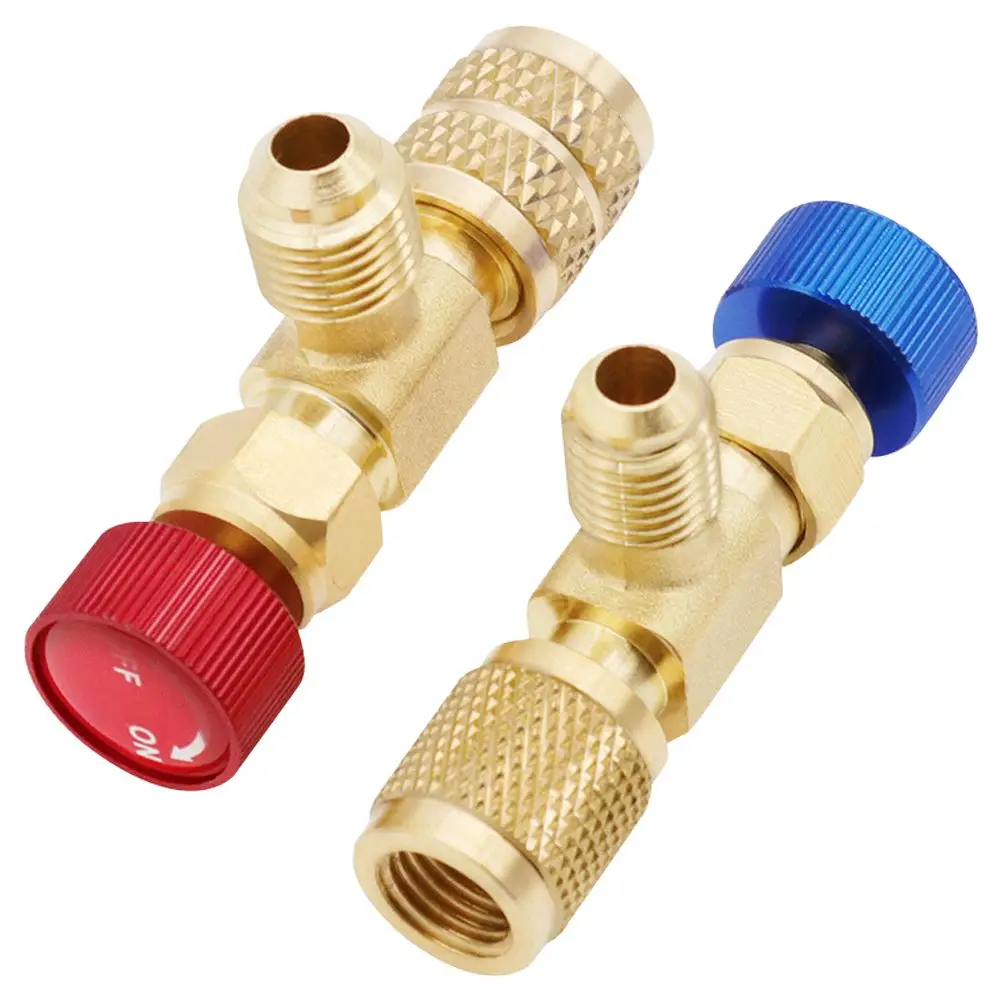 

2pcs Refrigerant Charging Valve R410 Air Conditioner Adapter Copper Switch for HVAC Cooling System