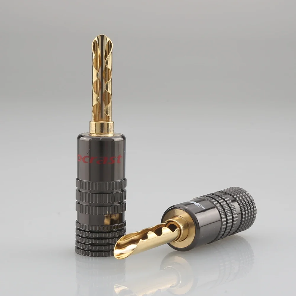 8PCS Audiocrast B101G Closed Screw 24K Gold Plated Banana Speaker Plug Connectors for Speaker Wire, Wall Plate, Home Theater