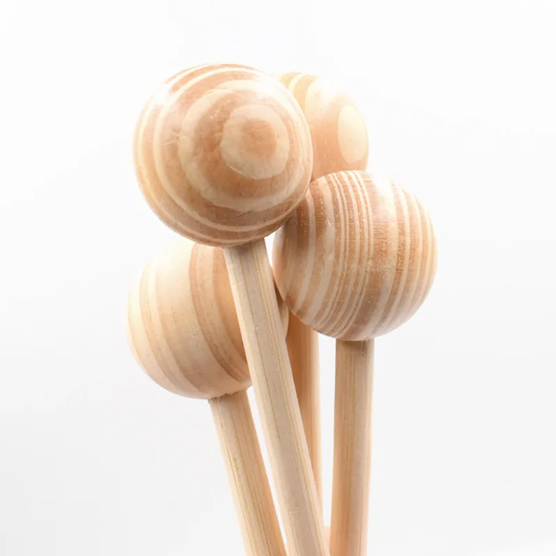 5 قطعة/الوحدة مصاصات خشبية غير مكتملة ، أعواد حلوى خشبية ناعمة مع كرات لمشروع الفن اليدوي ، ديكور المنزل ، حفلة عيد ميلاد #3
