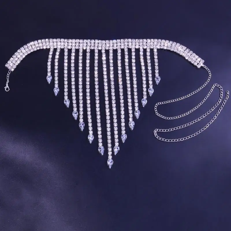 652F المرأة مثير الراين القوطية الساق سلسلة أحزمة تأثيري شاطئ حفلة الفخذ سلسلة #5