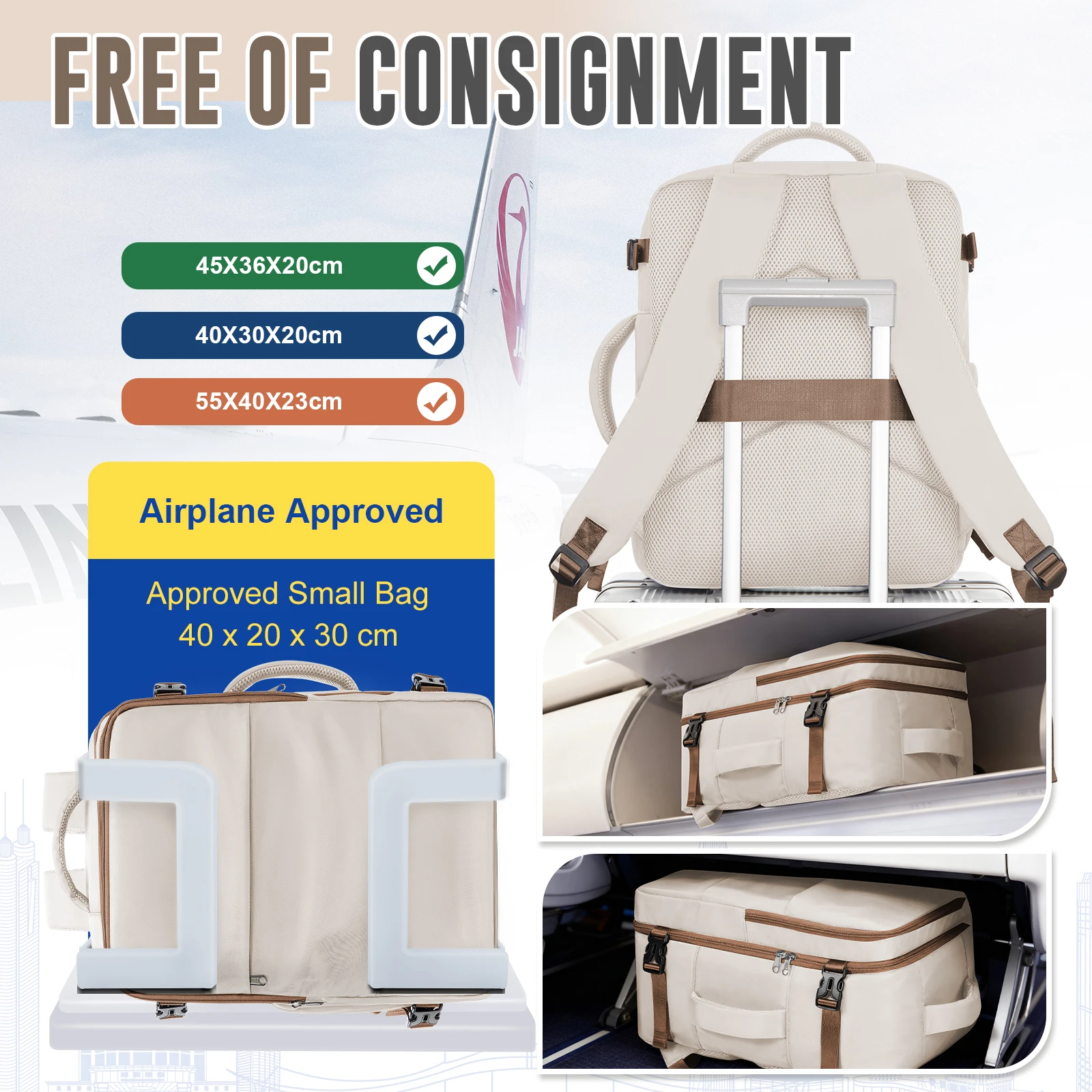 Ryanair حمل على حقيبة 40x30x20 سنتيمتر حقيبة سفر كمبيوتر محمول حقيبة السفر للنساء الرجال ، حقيبة ظهر مفرغة مع مضخة ، أكياس تخزين فراغ