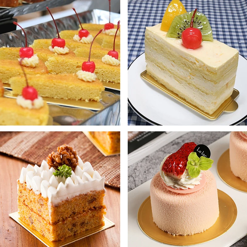 Cake Cardboard 100pcs/set Golden Paper Board Silvery Mousse Mat Dessert Displays Tray Cake Base Pastry Decorating Tools