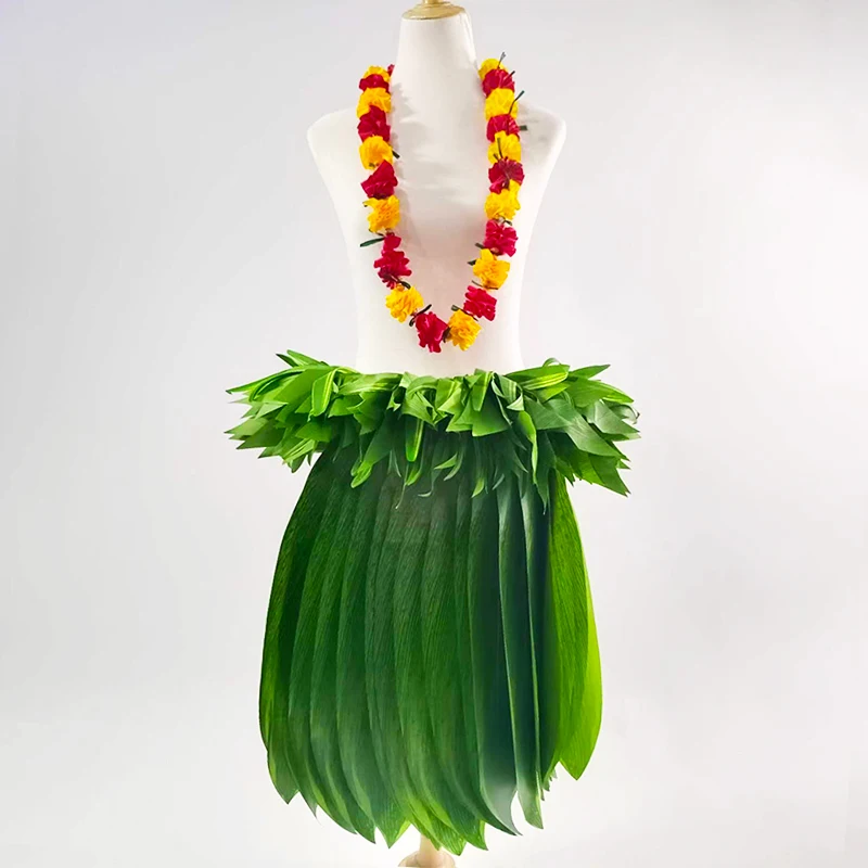 Gonna Hula in foglia di seta artificiale le donne indossano decorazioni per feste Hawaii Hula Girl abito corto accessorio per prestazioni Hawaii HSK021