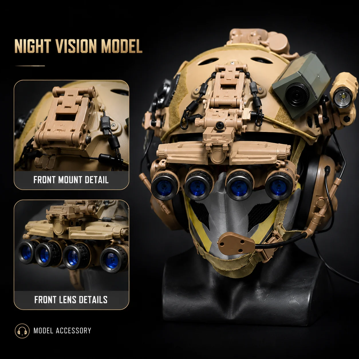 Tactical Helmet Cosplay Set with Dragon Mask Night Vision Goggles Model Full Face Headgear for Outdoor Game Costume Role Play