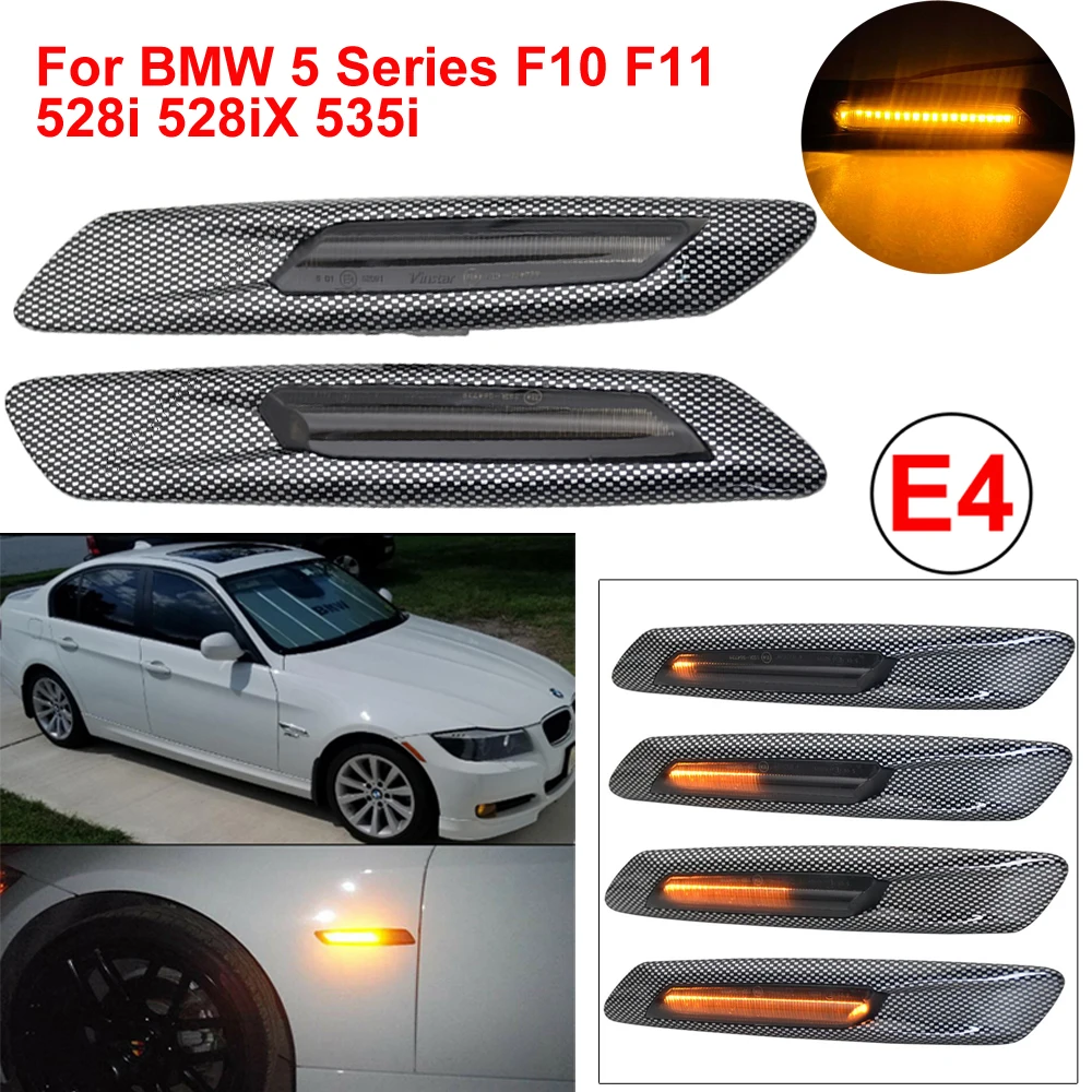 Dynamic LED Turn Signal Side Marker Lights For BMW 5-Series F10 F11 528i 528iX 535i 535iX 550i 550iX Sequential Indicator Lamps