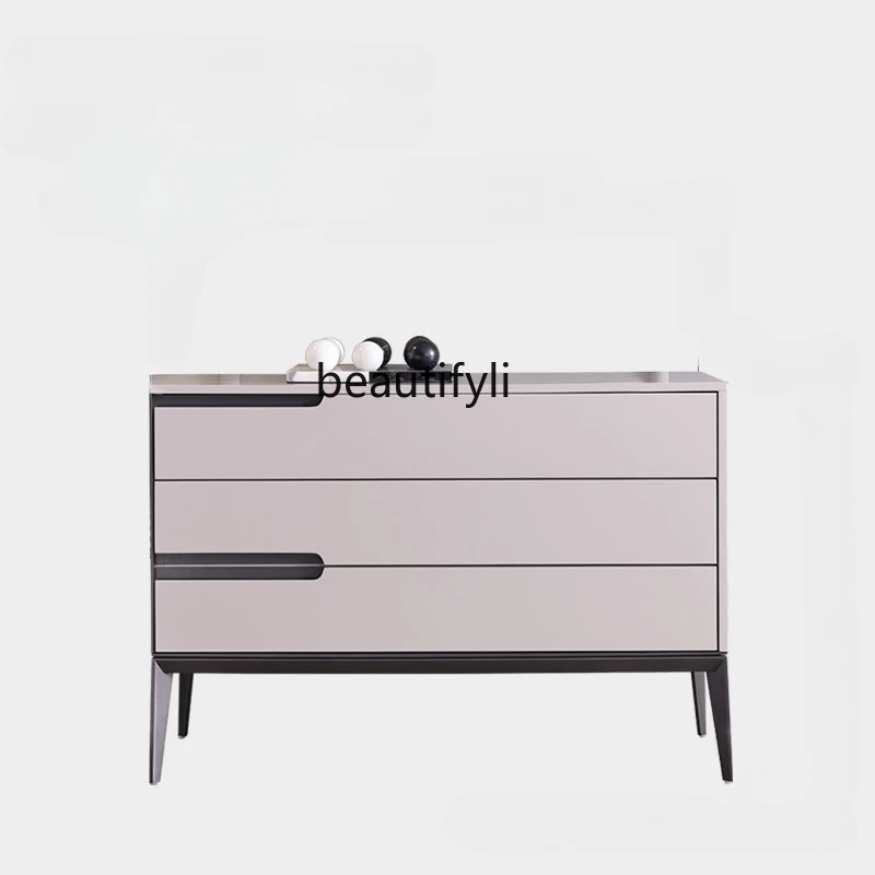 

Italian Minimalist Bedroom Chest of Drawers Small Apartment Light Luxury Chest of Drawers Solid Wood Storage Locker