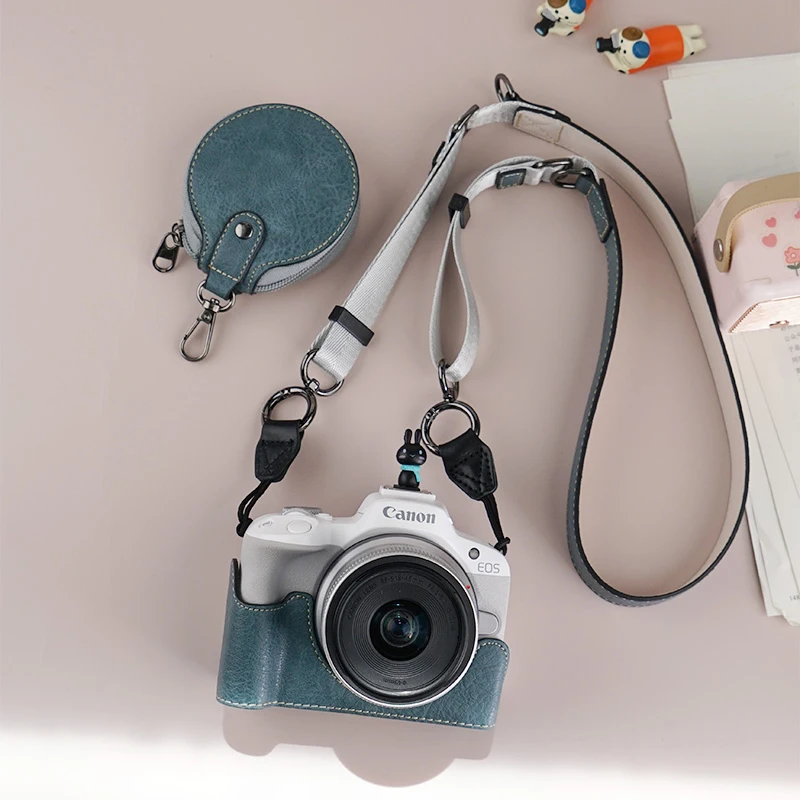 NiYi Kameratasche für Canon EOS R50, Kameratasche, Schutztasche, halbe Hülle mit Schultergurt, Kameratasche unten offen, stretchfest 5