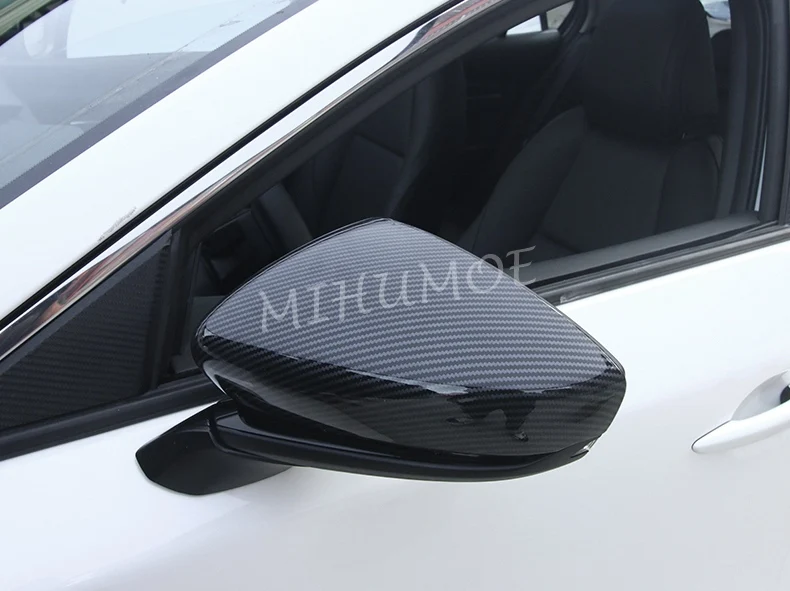 For Mazda 3 BP 2019-2026 Accessories Black Carbon Fiber Exterior Car Side Rearview Mirror Cover Cap Overlay view 2