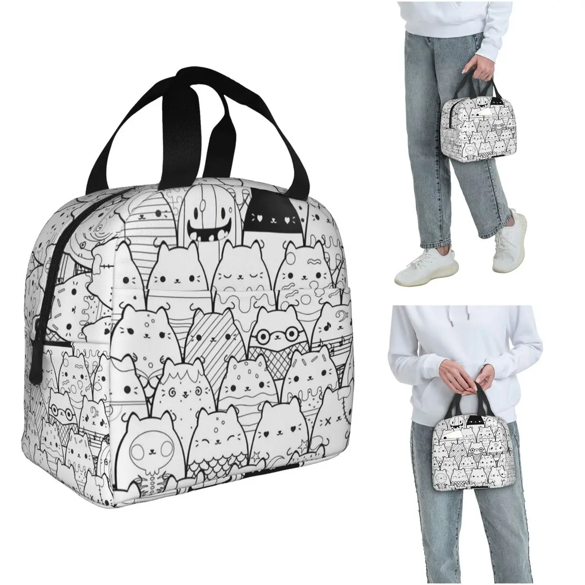 

Cute Cats Pattern Insulated Lunch Bag for Kids School Cooler Thermal Food Box Tote Portable Lunch Boxes Container