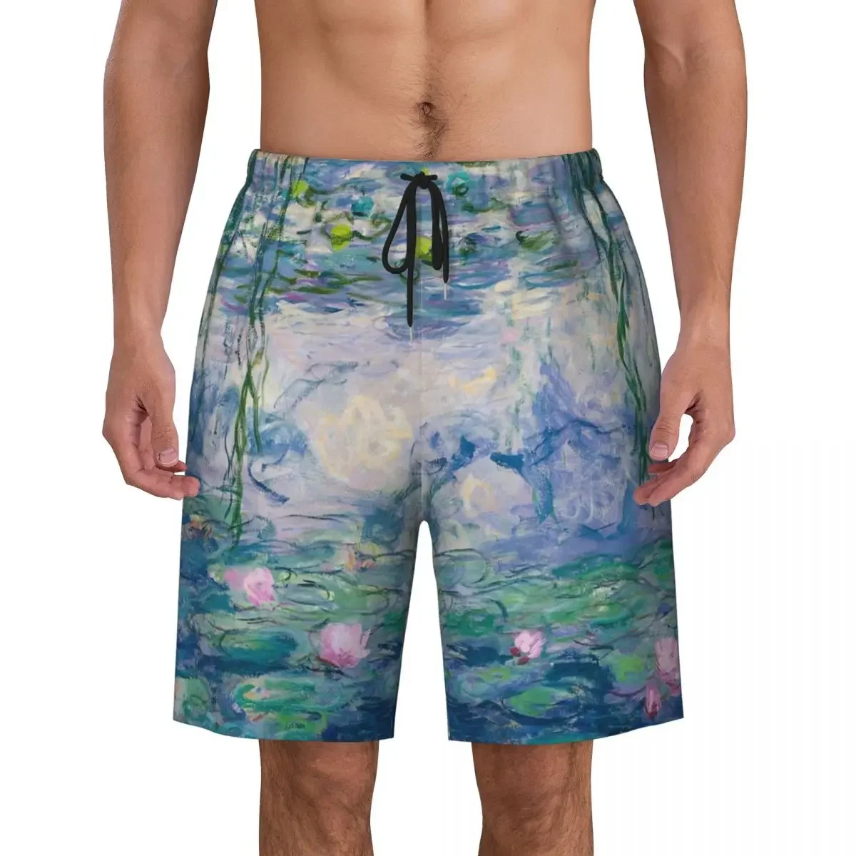 Water Lilies Claude Fine Art Print Men's Swim Trunks Quick Dry Beachwear Beach Board Shorts French Painter Art Boardshorts