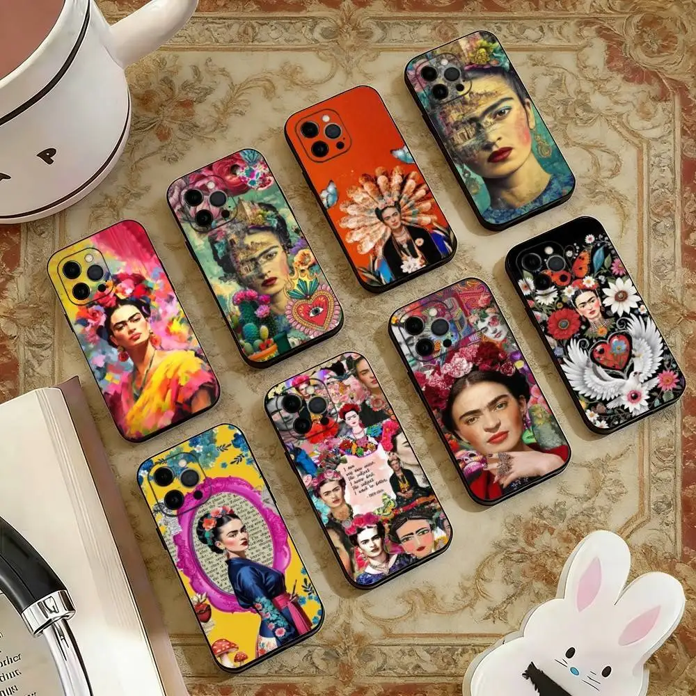 

F-Fridas A-Art K-Kahlo Phone Case For iPhone 17, 16,15,14,13,12,11 Plus,Pro Max, Others Soft Black Cover
