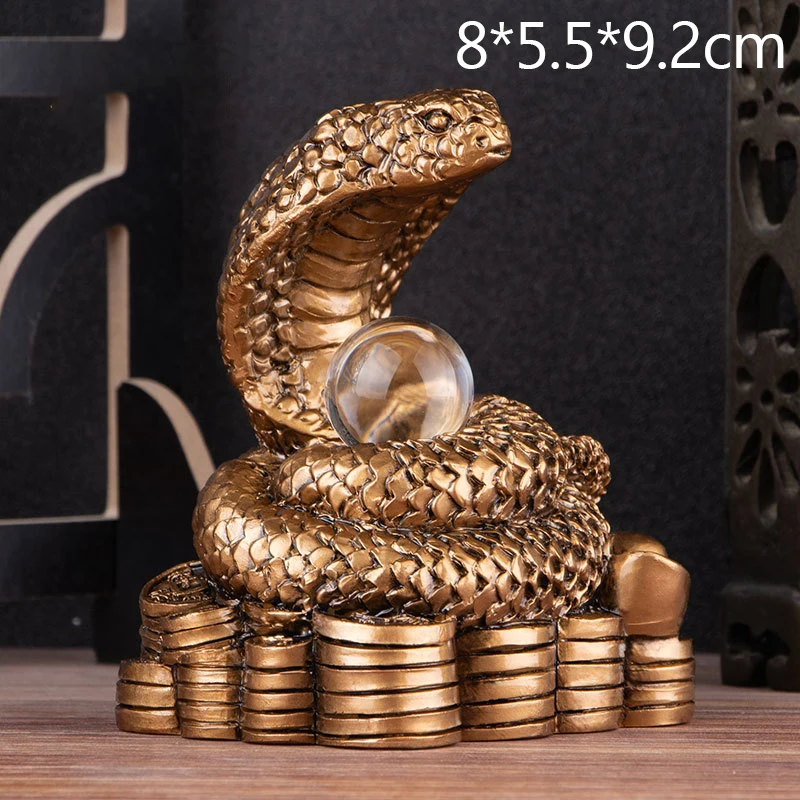 2025 Year Of The Snake Figurine Simulation Snakes Ornaments Animal Resin Statue Chinese Style Tabletop Feng Shui Lucky Crafts