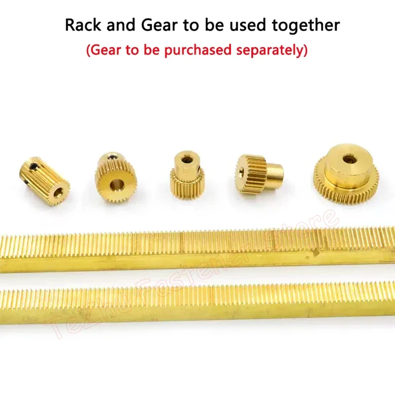 1pc 0.5M Brass Gear Rack 0.5 Module Copper Straight Teeth Drive Rack Length 300mm 500mm 8x8mm 8x10mm 10x10mm Gear Rack