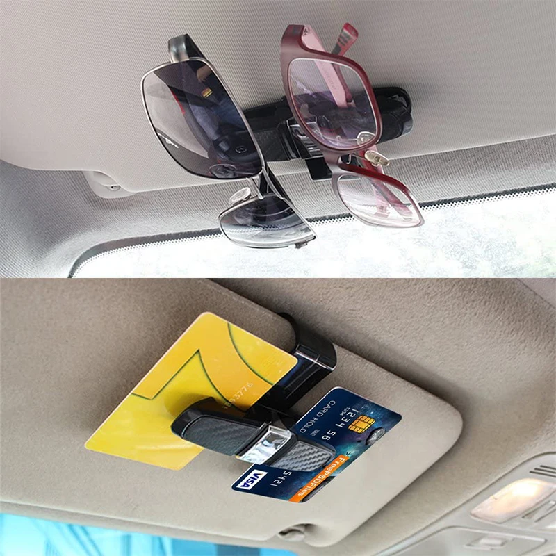 Car Glasses Case Holder Auto Sun Visor Glasses Sunglasses Organizer Clip Card Holder Eyeglasses Car Accessories Interior