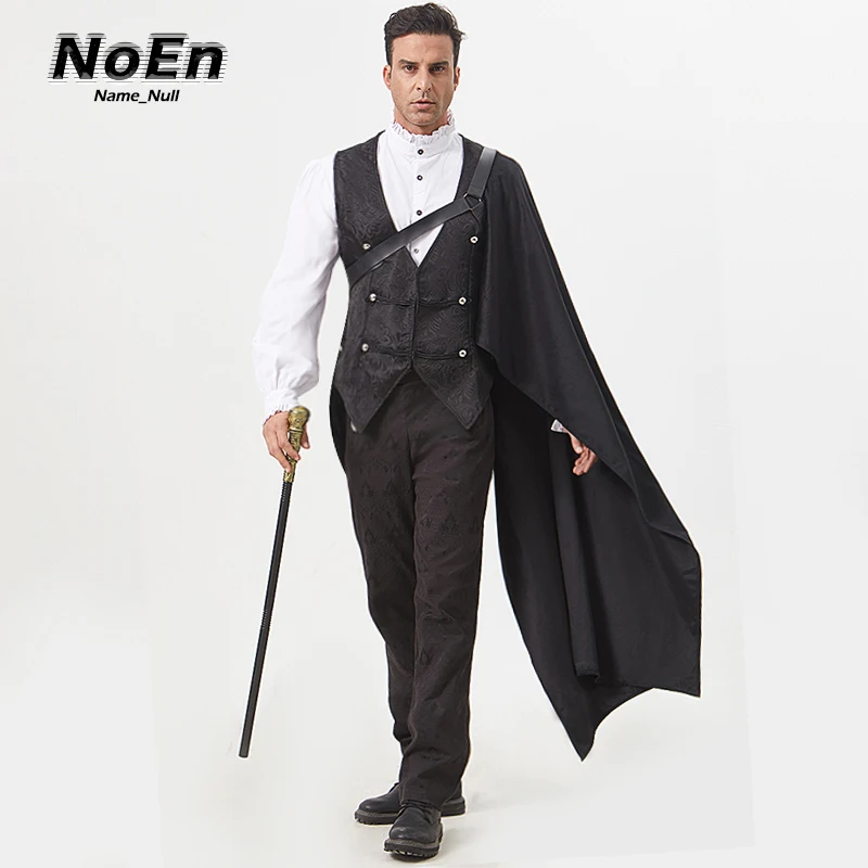 Steampunk Shawl Half Shoulder Cape with Belt Black Shawl Cape Medieval Halloween Costume Men and Women Can Perform Stage Perform