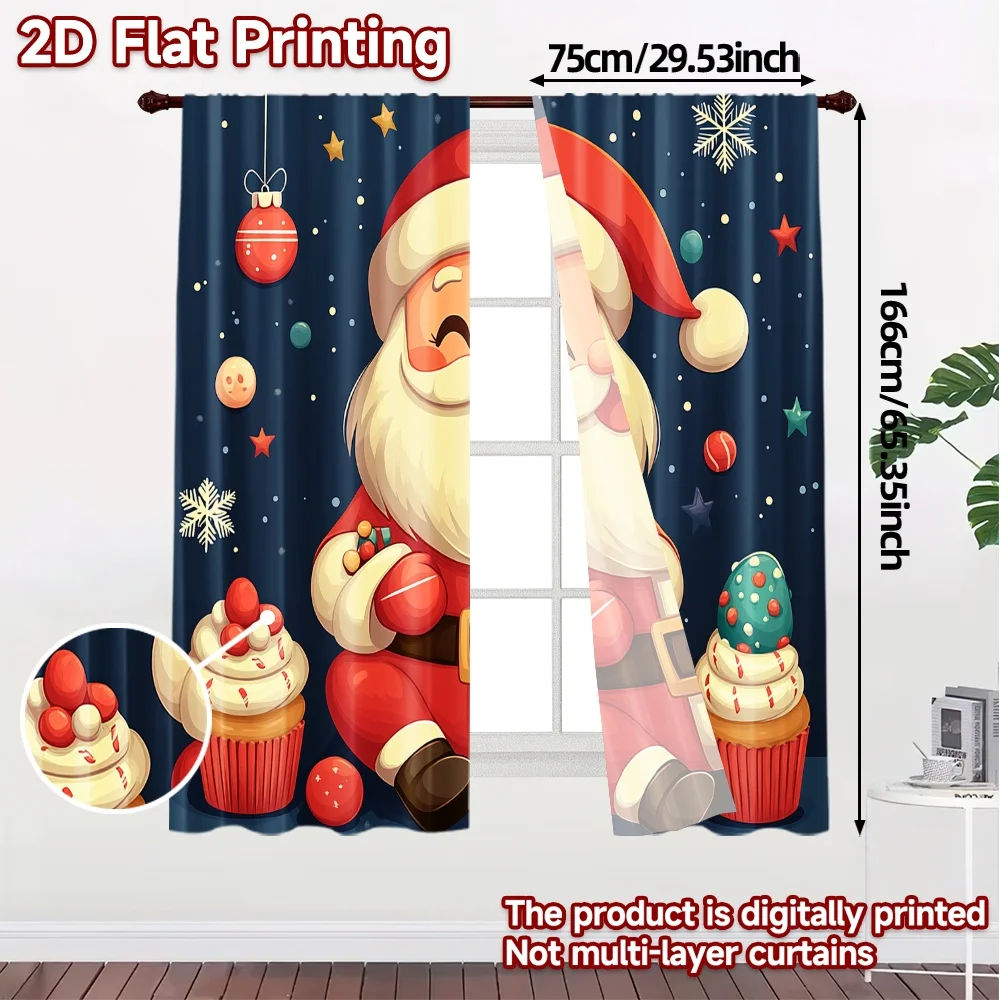 2pcs,Curtains Cute Santa Claus Christmas Gift (2) Popular Creative Curtains Versatile Fabric Curtains Art Deco Festive Ldeal for