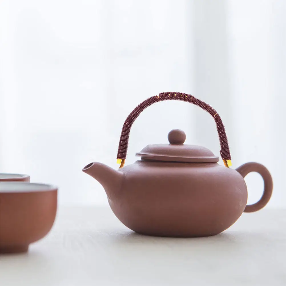 2Pcs Hand Woven Teapot Handle Replacement Ceramic Pottery Tea Kettle Handle Purse U Shape Accessories for Chinese Teapot