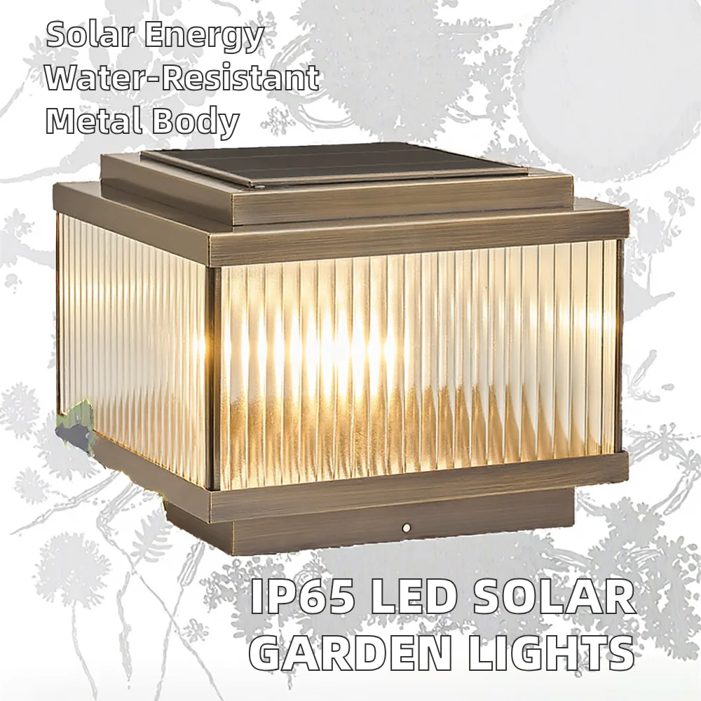 Solar-Powered Outdoor Wall Lantern: Retro Bronze Finish, Ribbed Glass Shade, Warm Glow  Weatherproof, Energy-Saving