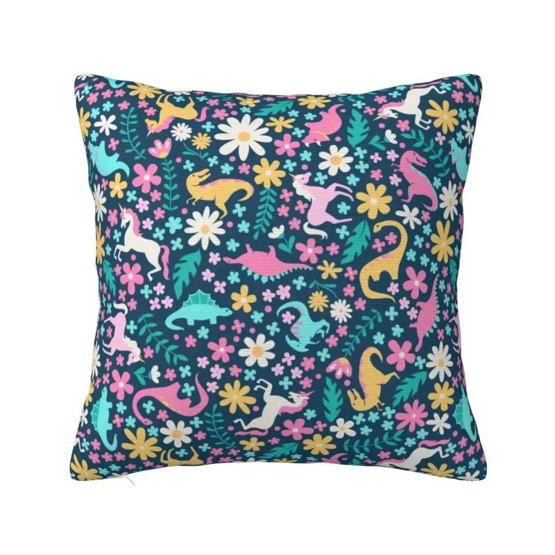 Modern Dinosaurs And Unicorns Pirnt Cushion Cover 45*45 cm Soft Throw Pillow Case Living Room Decoration Sofa Chair Pillowslip