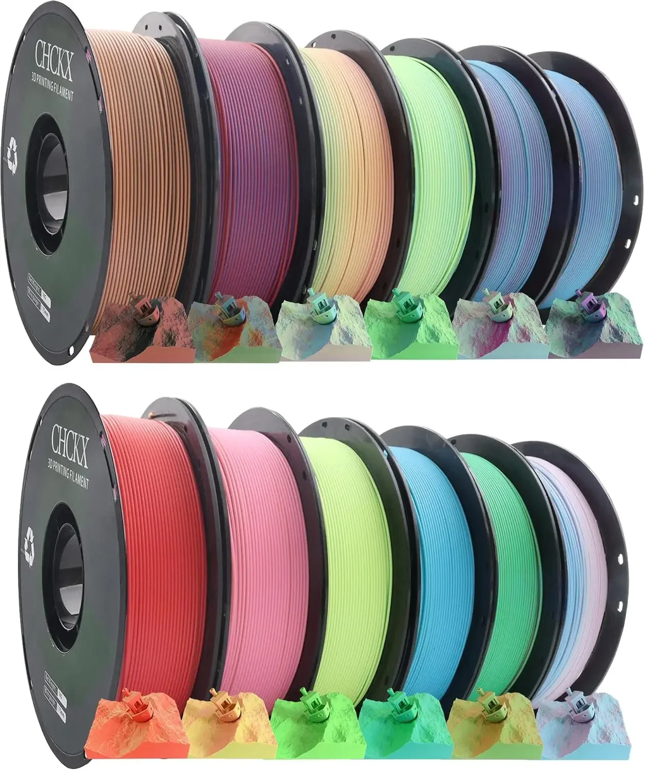USA Stock 12 Pack Matte Dual & Tri-Color PLA Filament Bundle,1kg (2.2lbs) | 12Rolls, Dimensional Accuracy +/- 0.02 mm, 1.75 mm,