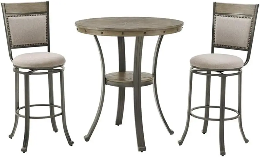 -Table de pub en métal et bois Linon Franklin en étain