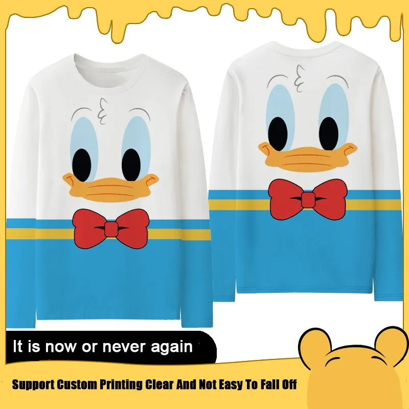 

Donald Duck Co-branded Long-sleeved T-shirt Tide Ins Men 2024 New Disney Day Two Yuan Youth Autumn