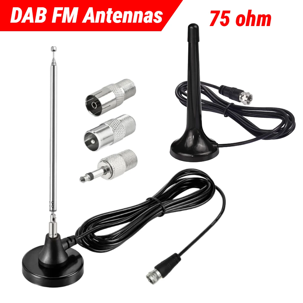 

Indoor FM Radio Antennas with 3 Adapter TV Antenna Indoor 75 Ohm DAB Radio Replacement Antenna for Home Stereo Receiver