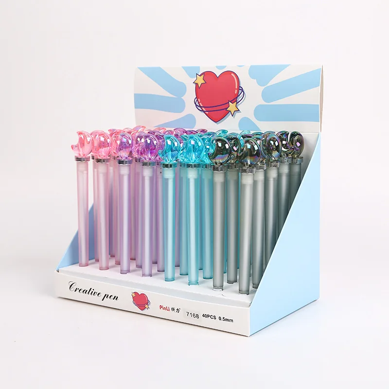 40PCS Factory Direct Sales Pinli Cartoon Creative Modeling Moon Rotation Uv Plating Student Personalized Products Neutral Pen 0.