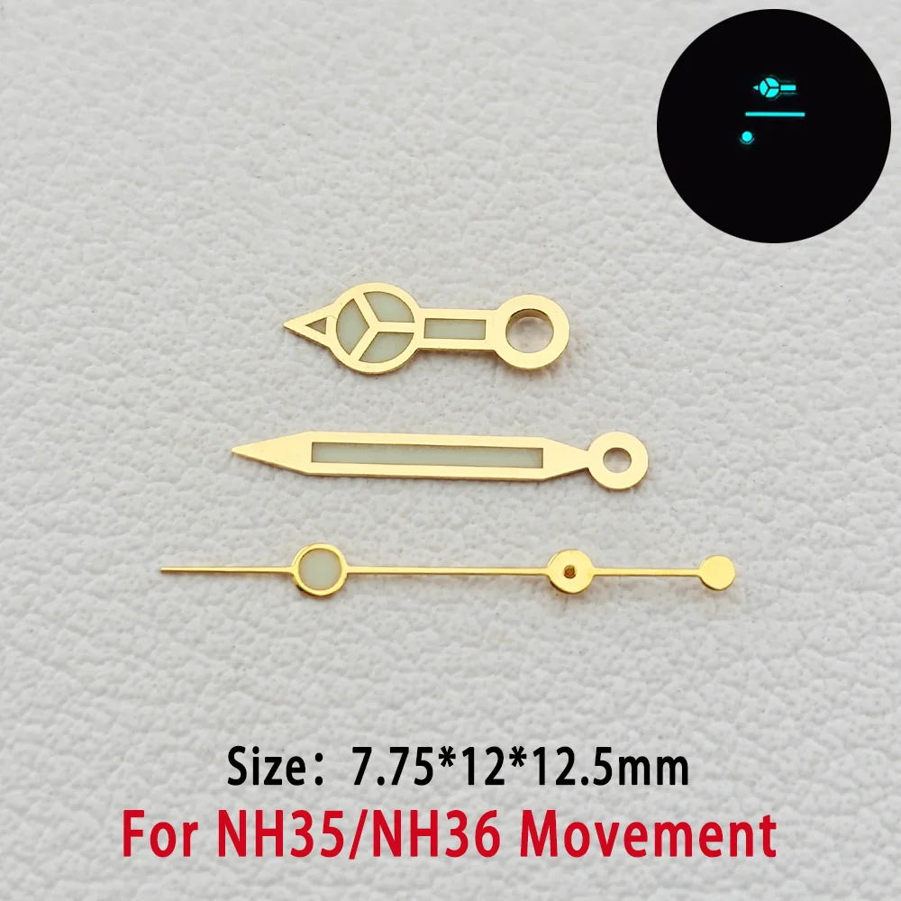 Watch Hands For NH34 NH35 NH36 Automatic Mechanical Movement BGW9 Blue Luminous 7.75*12*12.5mm GMT Hands Watches Accessories
