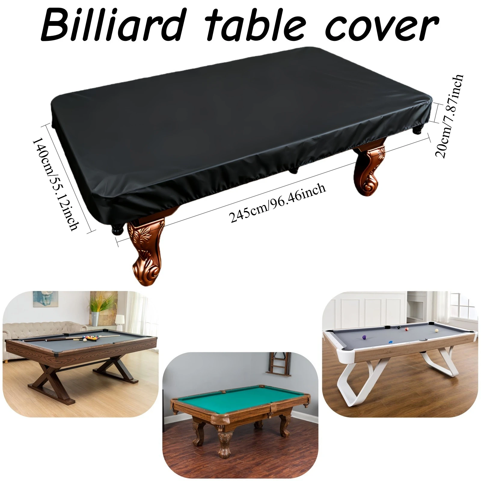 7/8/9 Foot Heavy Duty Billiard Pool Table Cover with Adjustable Drawstring Tight Seal