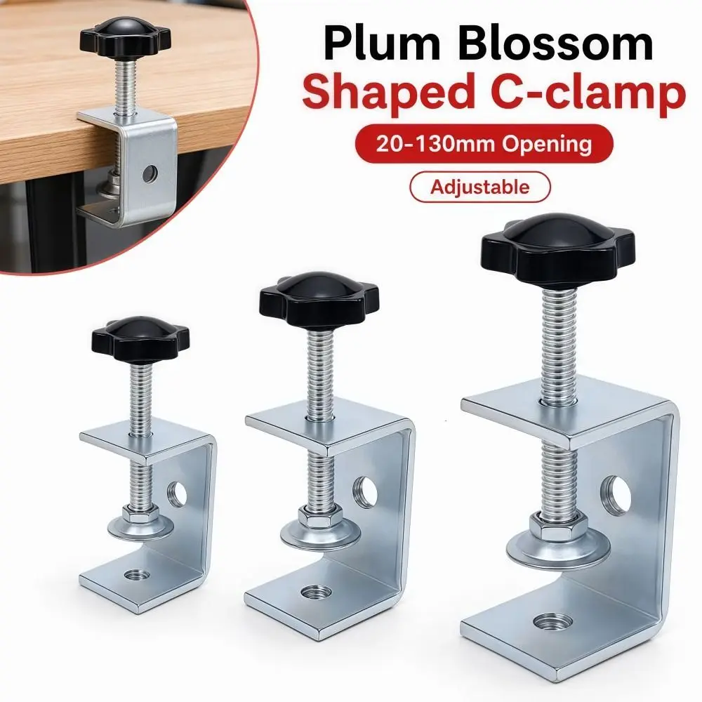 Plum Blossom Shaped C-clamp Hand-twisting Adjustable Square Clamp 20-130mm Opening Sturdy Fixed Holder Clip Hardware Fasteners