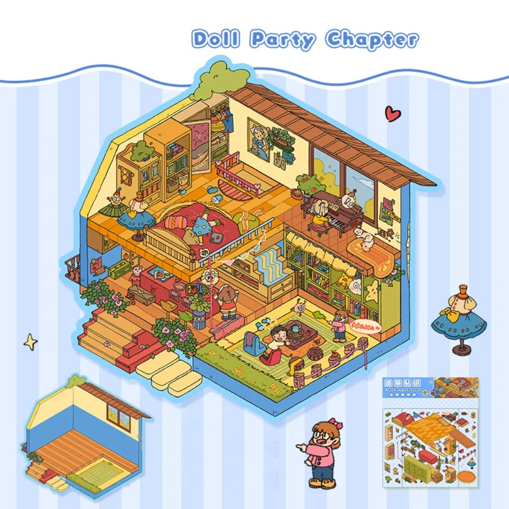 Multi Style Miniature Scene 3D Stickers Decorative Butter Bear Landscaping Stickers Three-dimensional DIY Hand Account Stickers