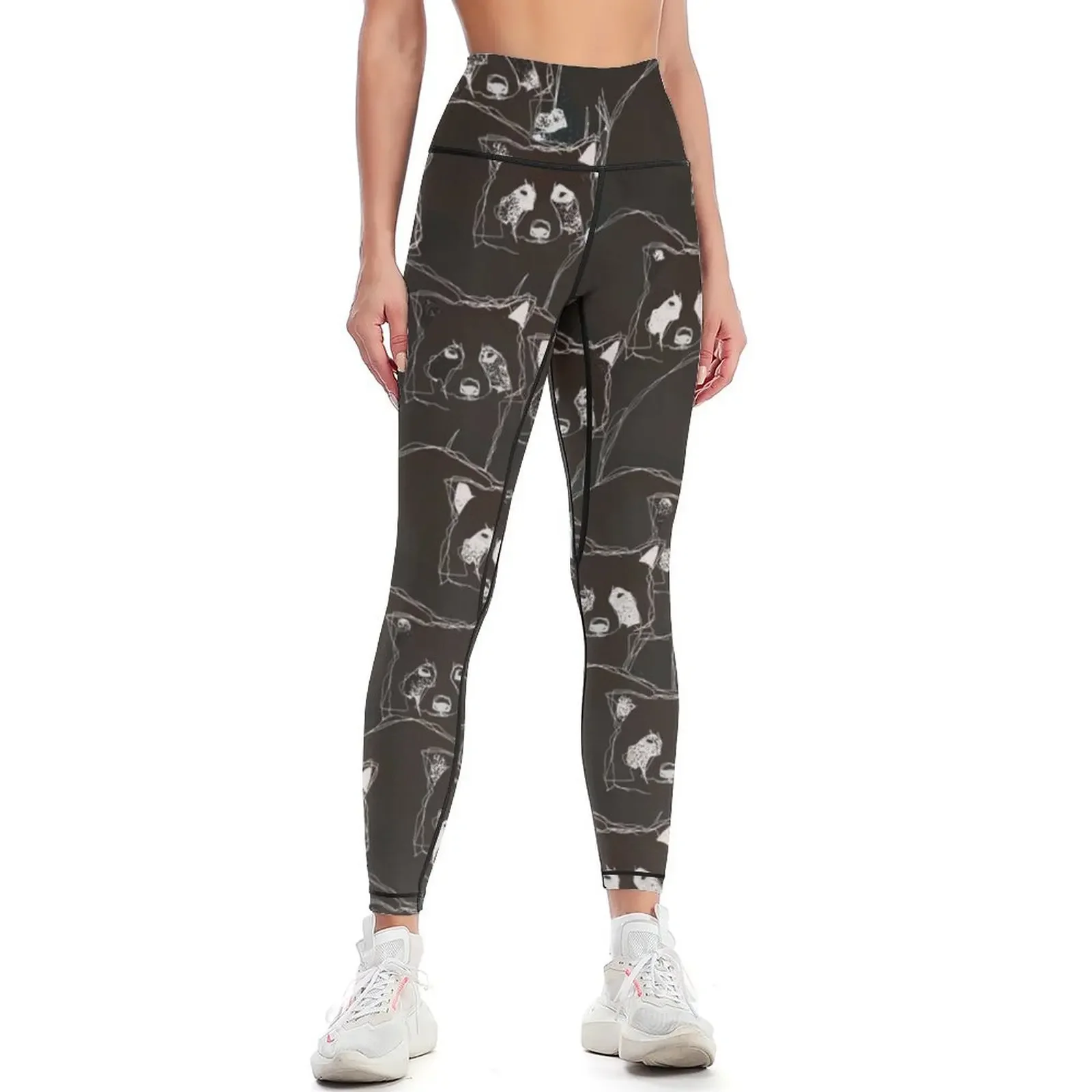 

Chalkboard Raccoons (Minimal Surface Pattern Design) Leggings sport set fitness set gym Golf wear flared Womens Leggings