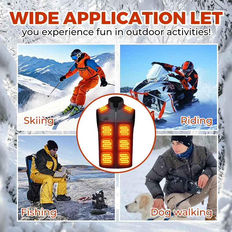 Heated Vest 21 Heating Zones Large Area Warmth Waterproof Washable 3 Modes Winter Fishing Hunting Camping Coat For Men Women - view 6